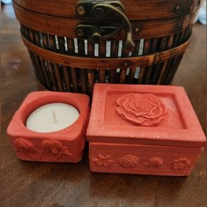 🌺🕯Vintage Trinket/Candle Set🕯🌺